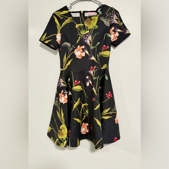 Ted Baker moved floral skater for and flare Yellow and Pink A-Line Mini Dress 1 - Picture 7 of 8